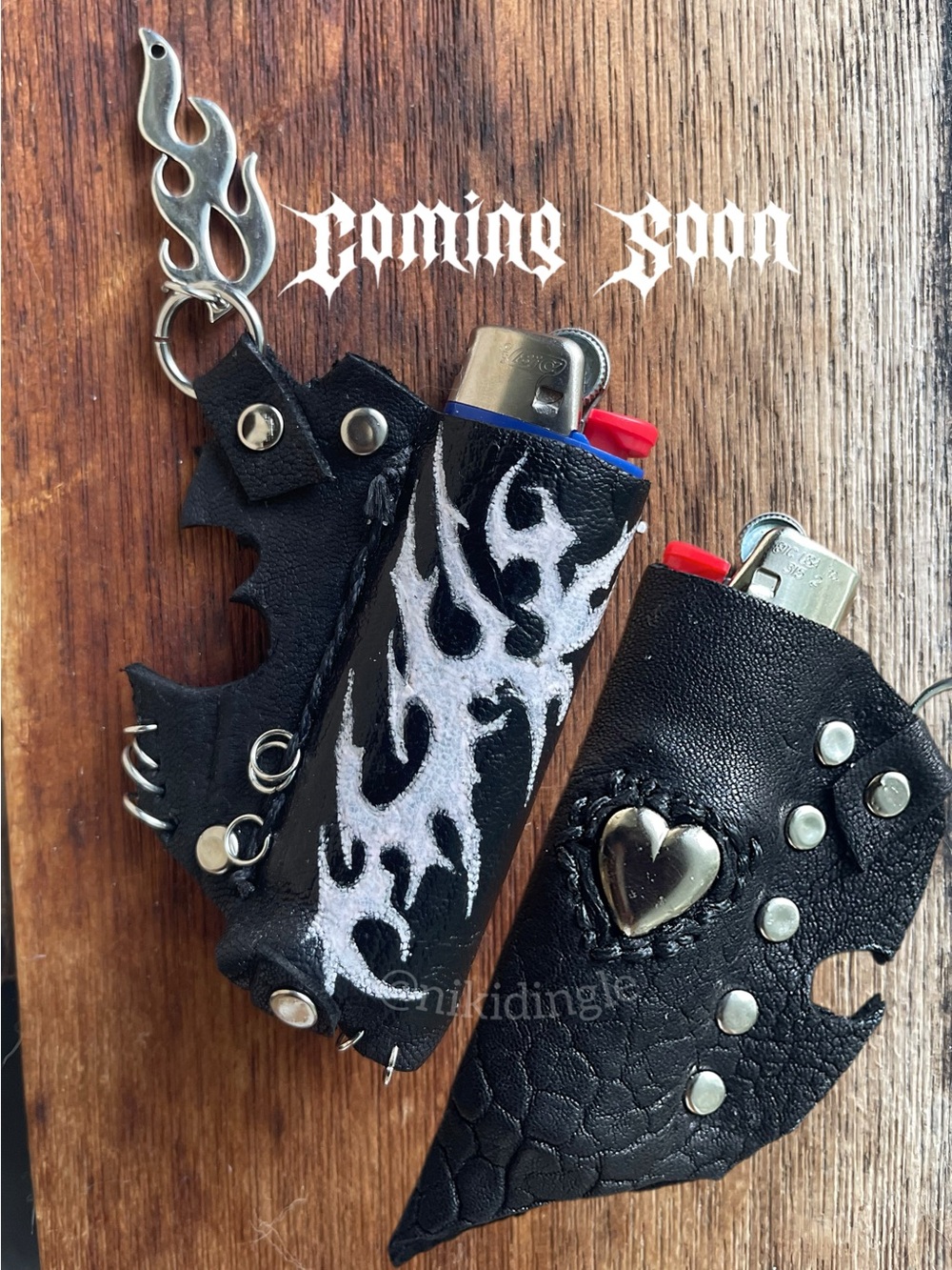 Coming soon!!!! Handmade Genuine Leather Bic lighter Holsters Bag Charm Tribal